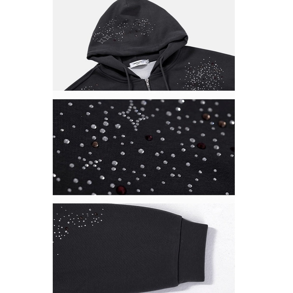 RhineStone Wide Hooded Jacket AC7146