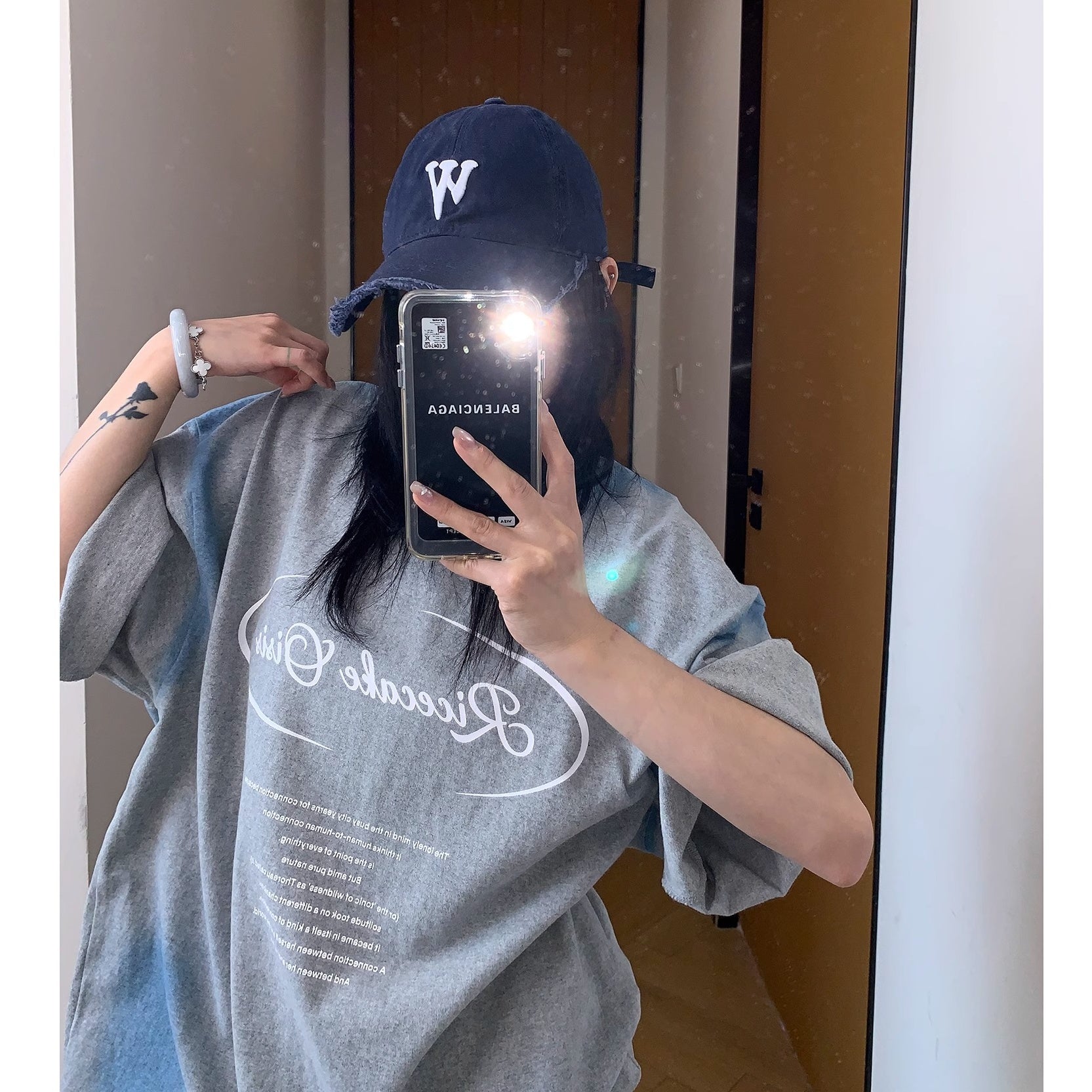 Spray Letters Print OverSize T-Shirt MW10177