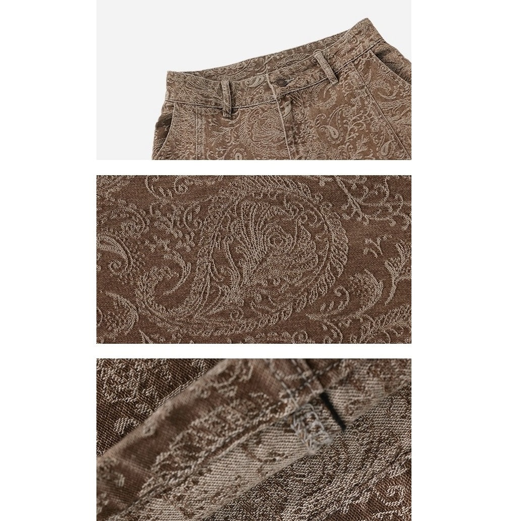 Paisley Pattern Wide-leg Curve Jeans AC7136