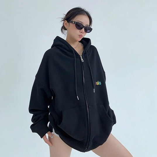 Loose Logo Embroidered Hooded Jacket OS2037