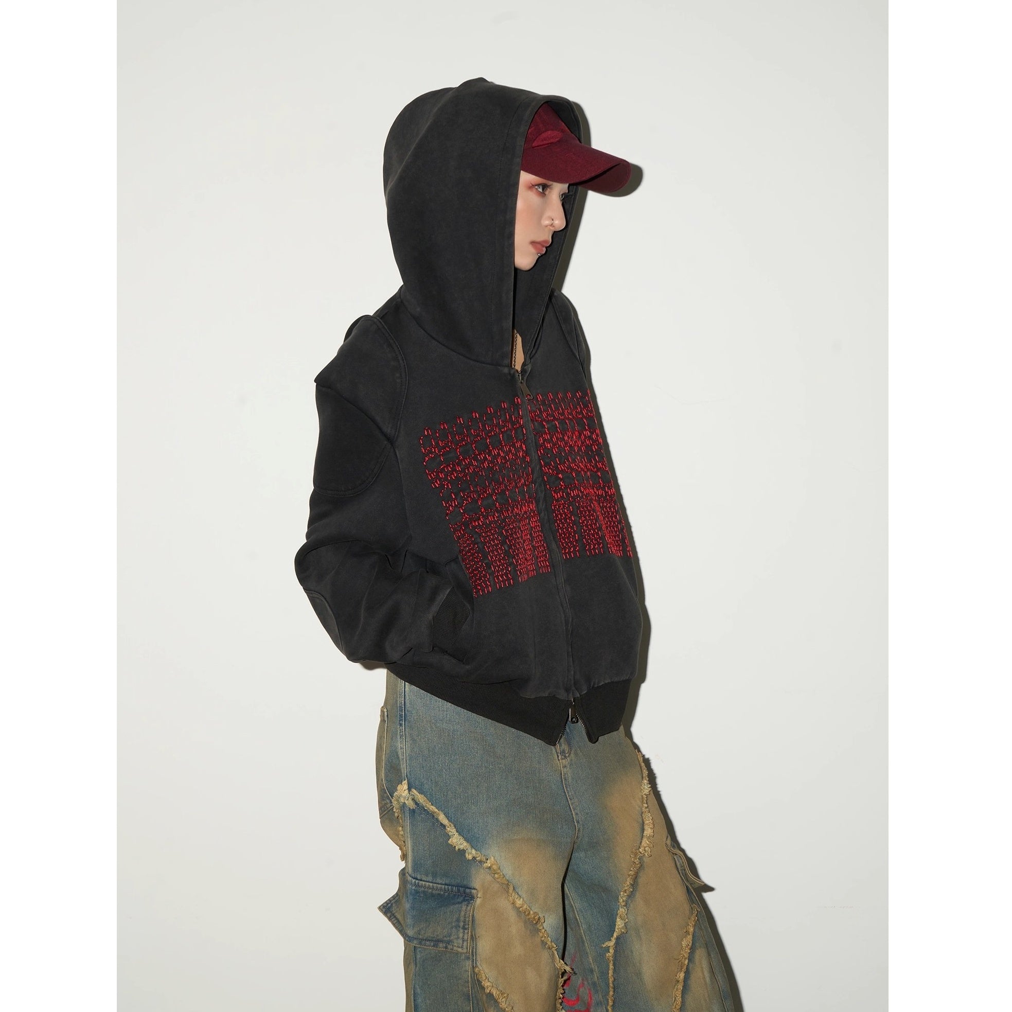 Embroidery Patch Washed Hooded Parka MN9050