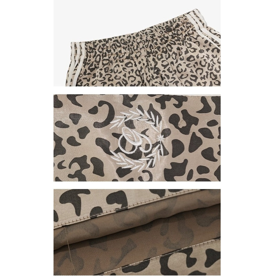 Leopard Print Stitching Side Line Wide Pants AC7138