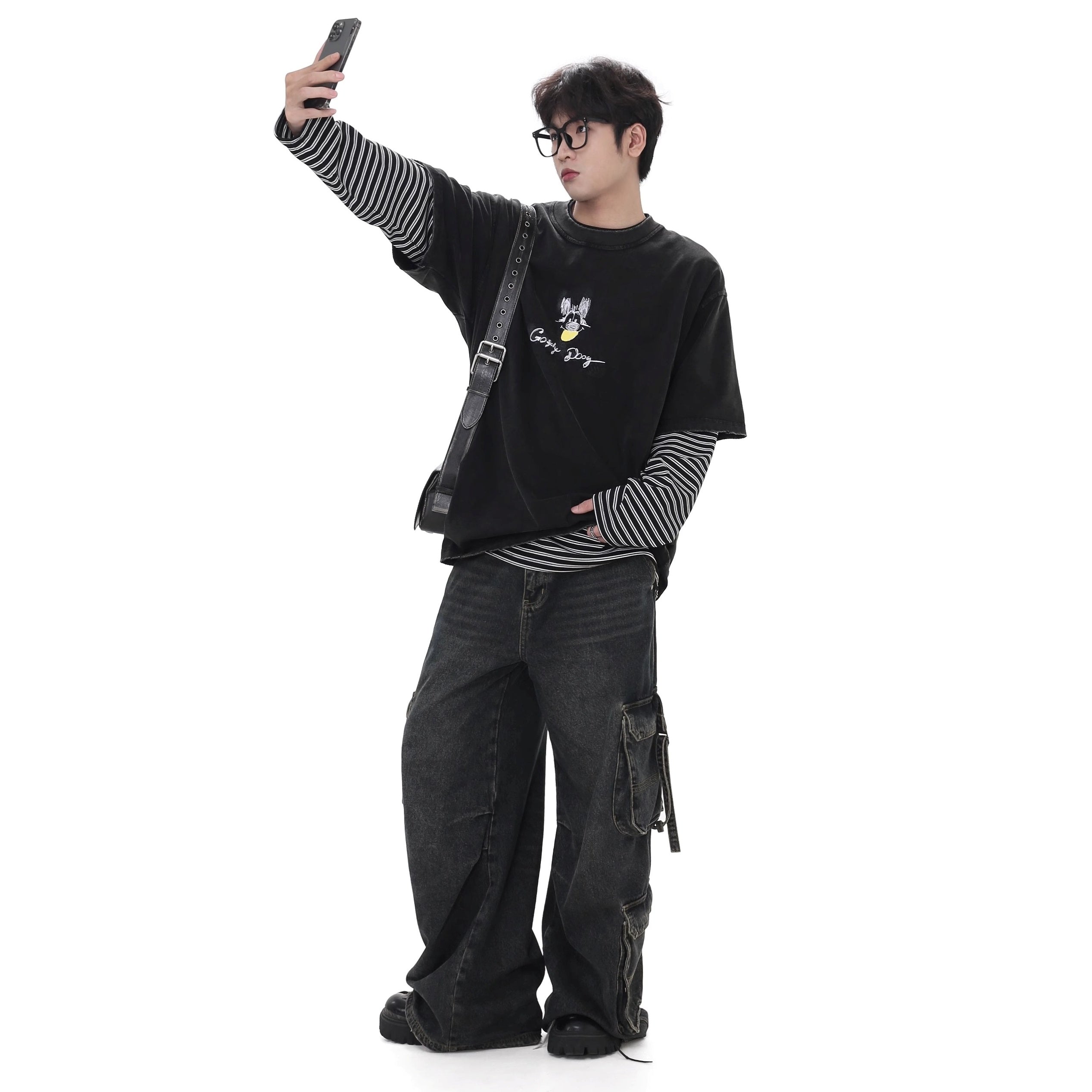 Washed Loose Work Cargo Jeans GB7025