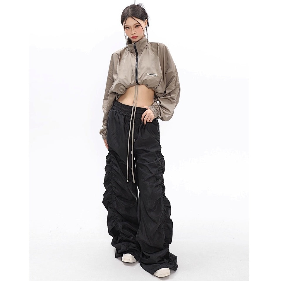 Side Gather High-waisted Loose Long Pants MW10256