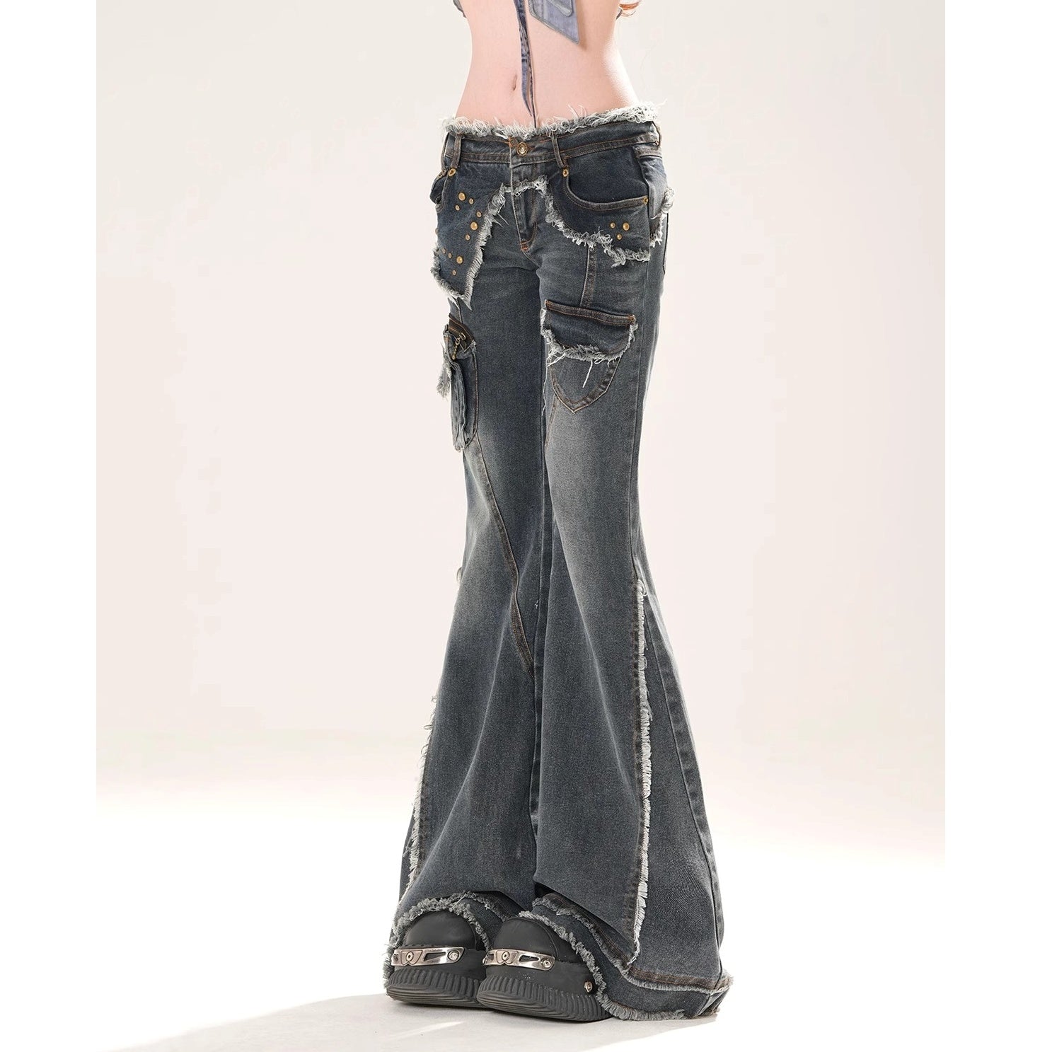 Raw Edge Bell Bottom Jeans KK2066