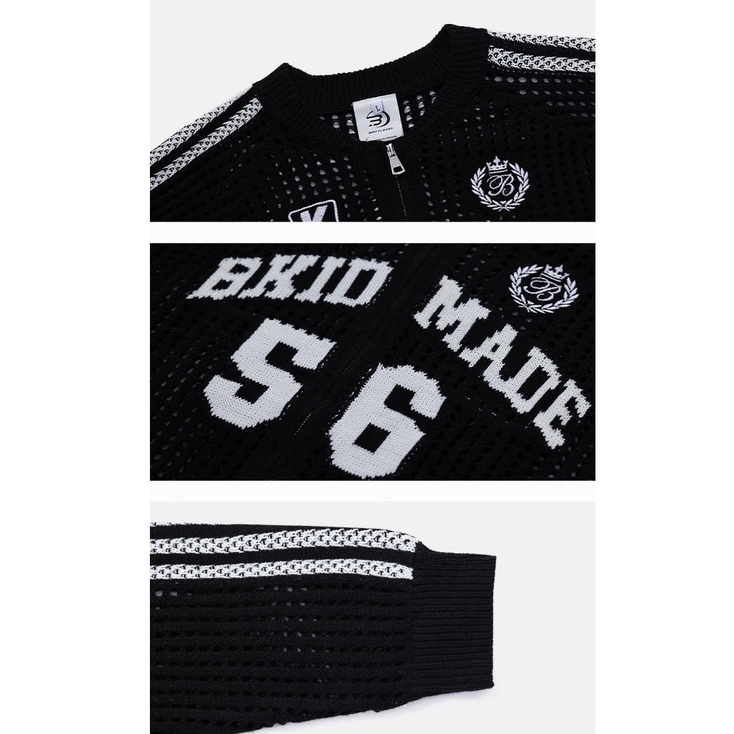 Sporty Mesh Cutout Cardigan AC7160