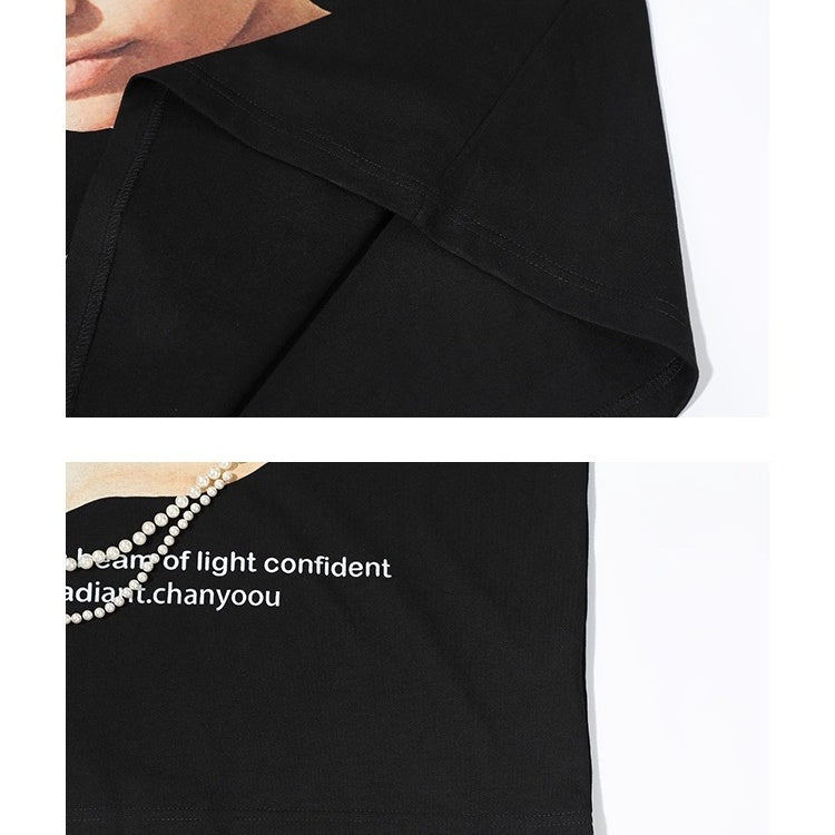 Pearl Bead Portrait Loose T-shirt OS2012