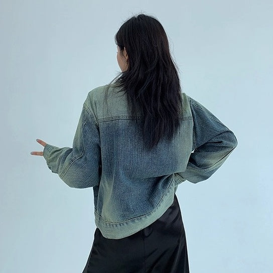 Pearl Bead Short Denim Jacket OS2030