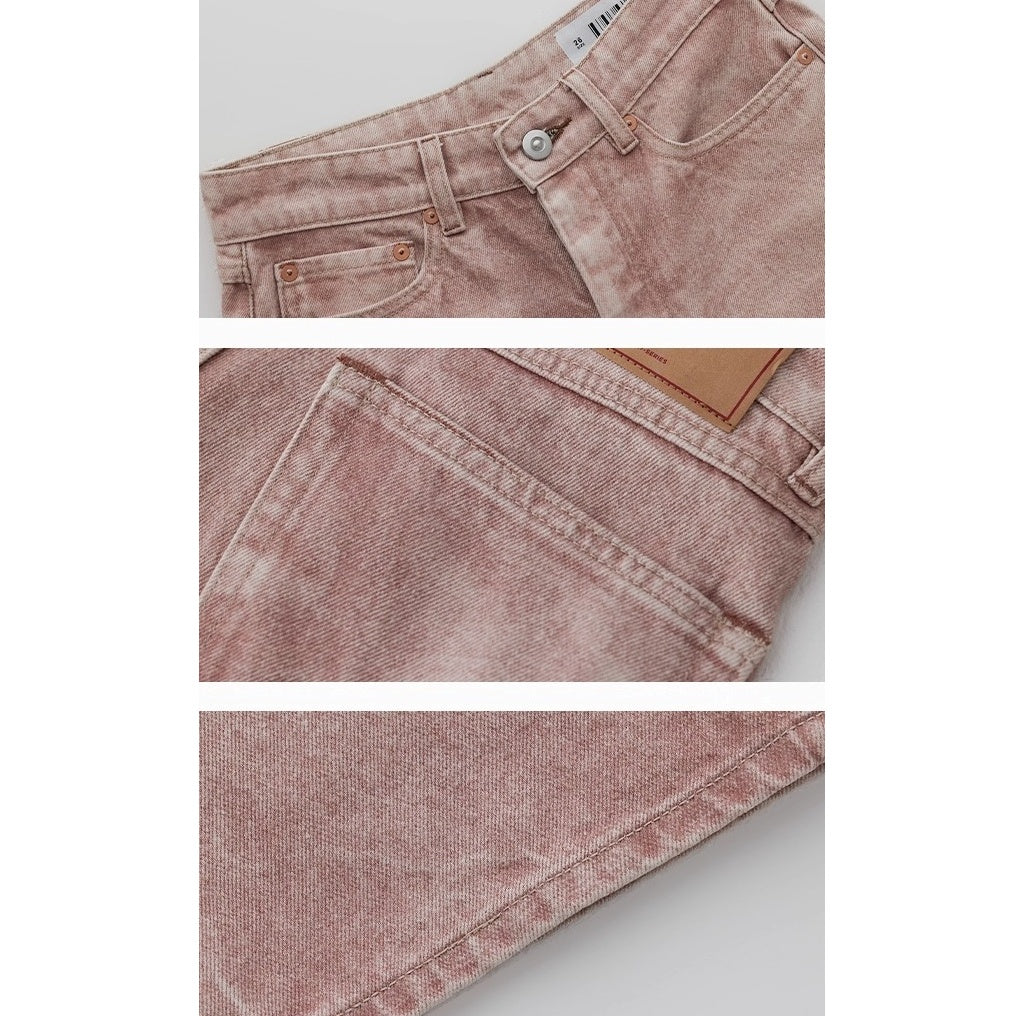 Loose Straight Gradient Pink Washed Jeans AC7119