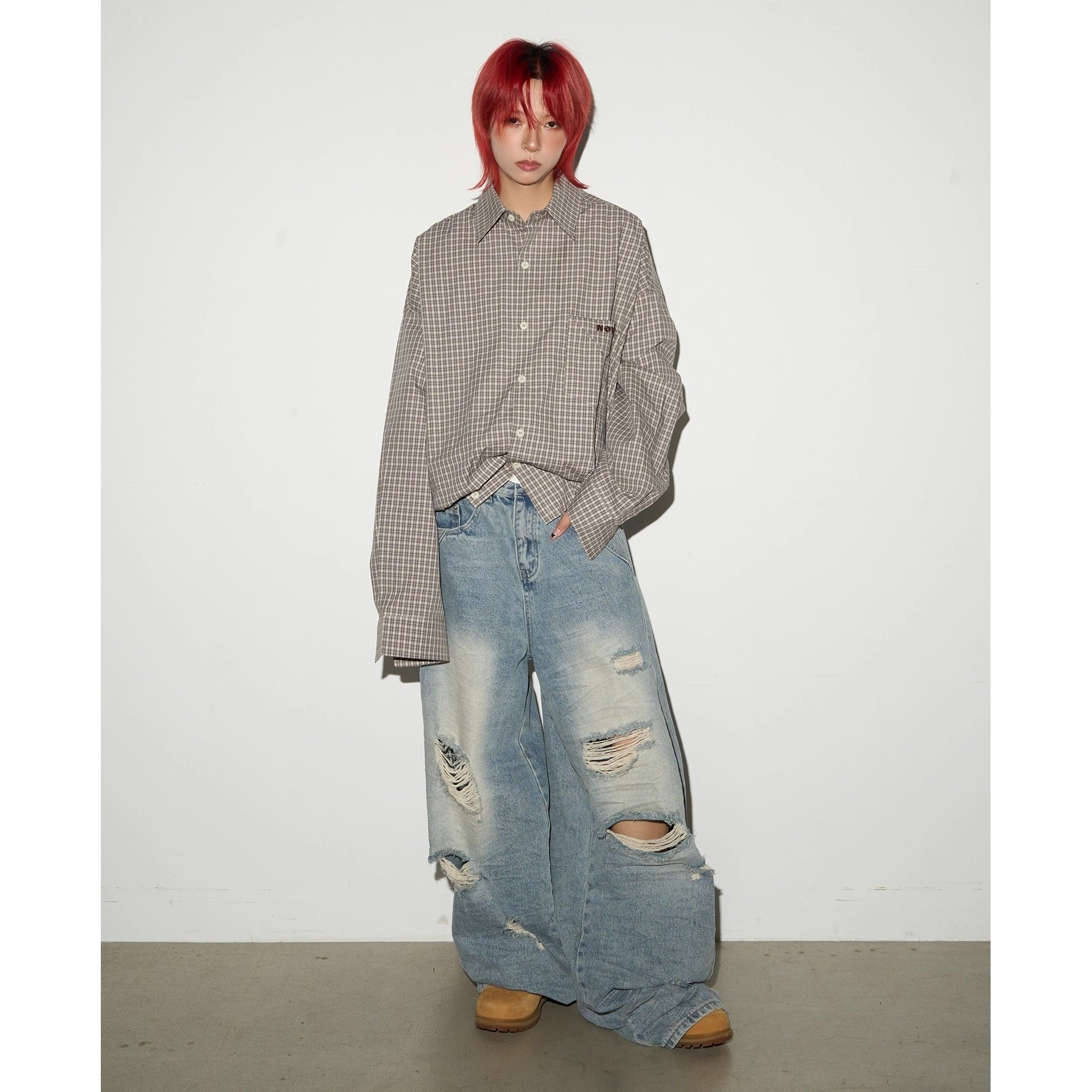 Crushed Cutle Ripped Curve Jeans MN9004