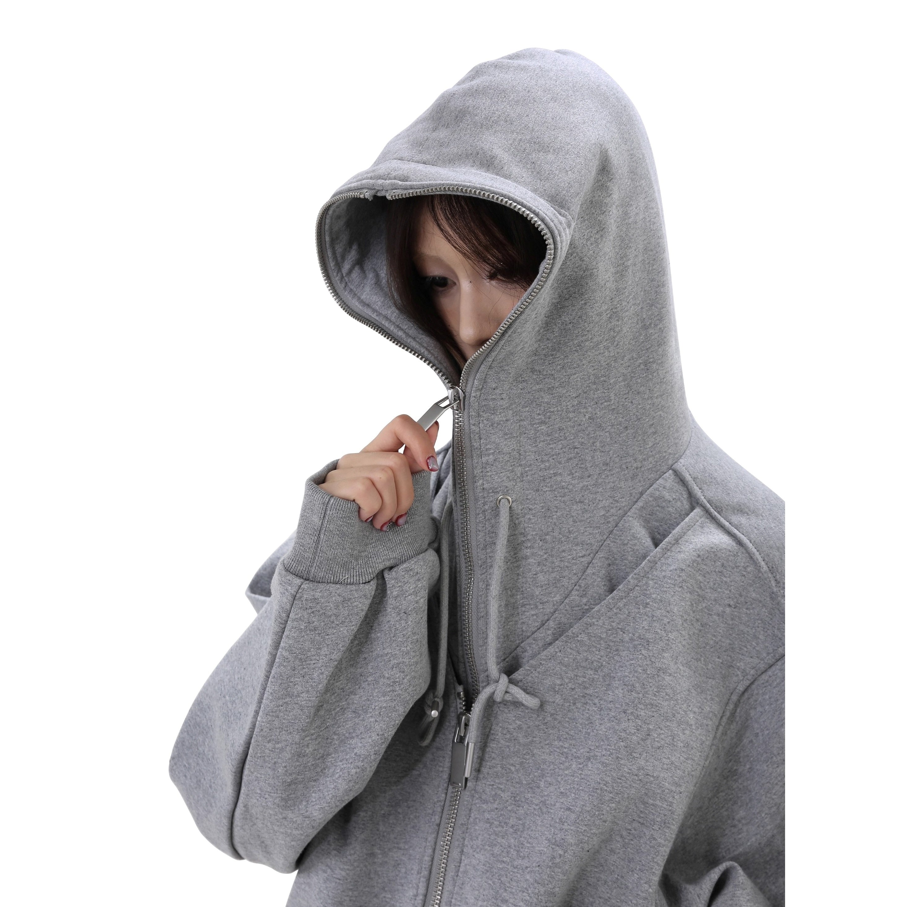 Full Zip Layered Design Hooded Parka GB7036