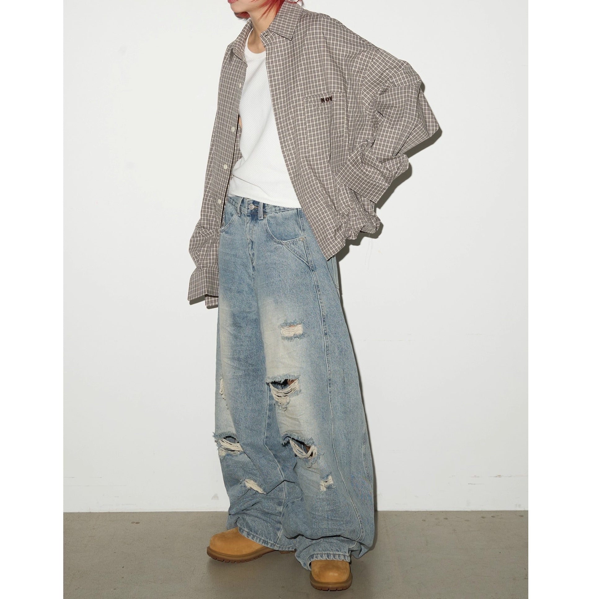 Retro Plaid Cropped Shirt Jacket MN9005