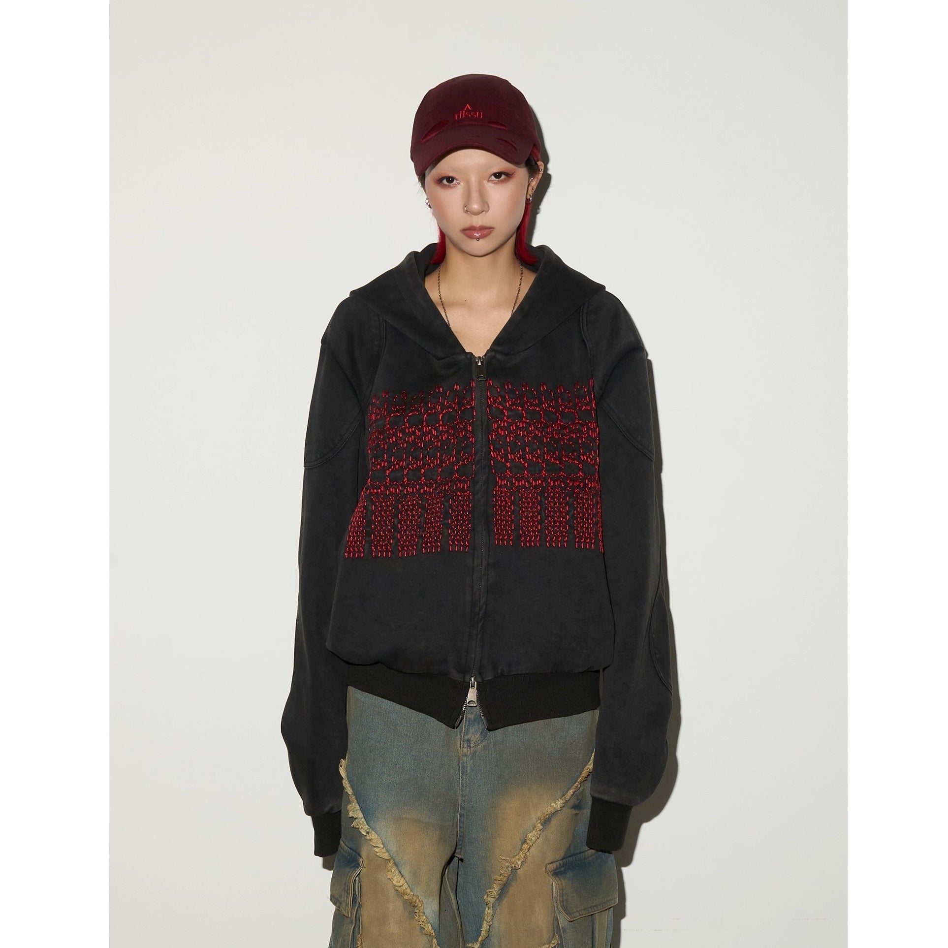 Embroidery Patch Washed Hooded Parka MN9050