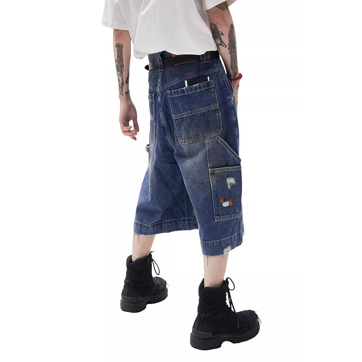 Washed Denim Loose Half Pants MW10214