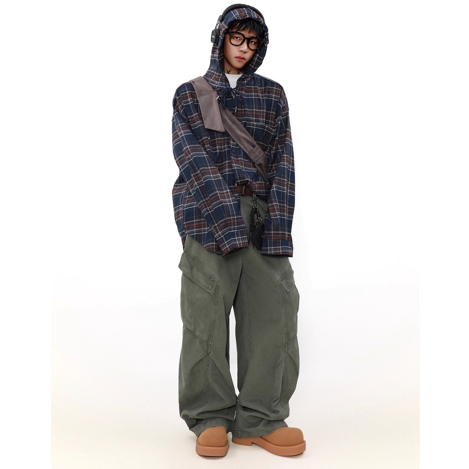 Vintage Plaid Hooded Shirt MR8024