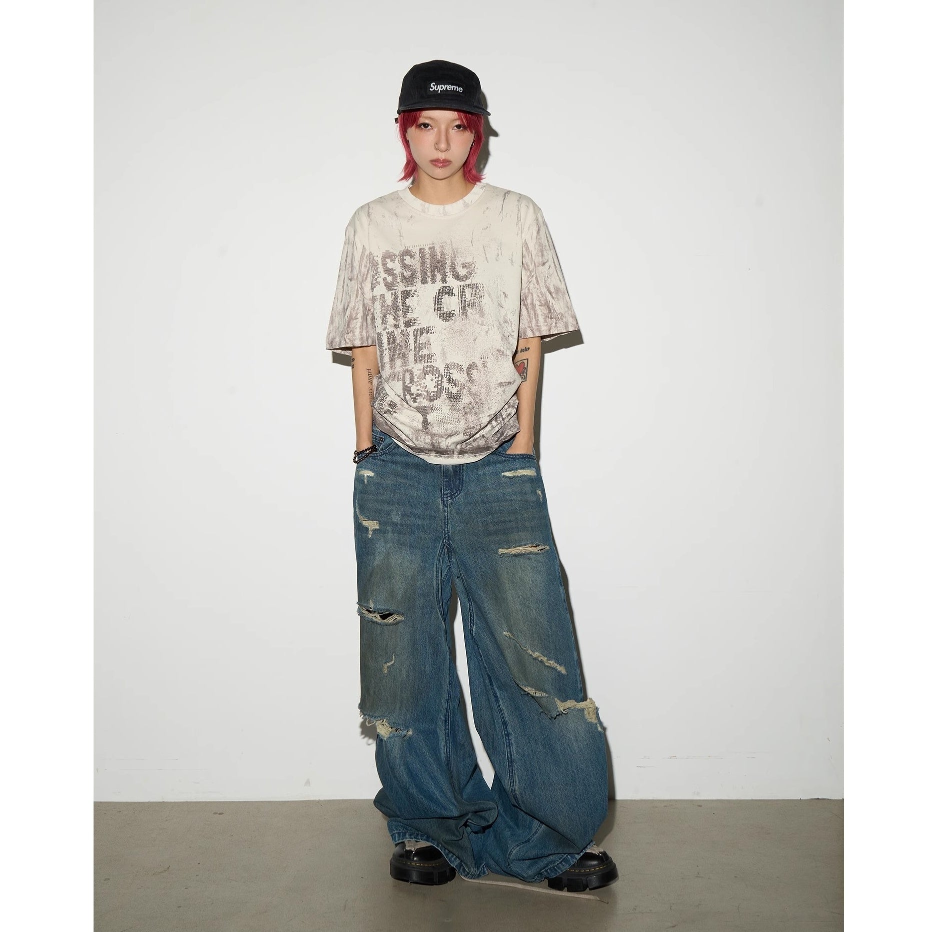 Letter Mottled Print T-shirt MN9008