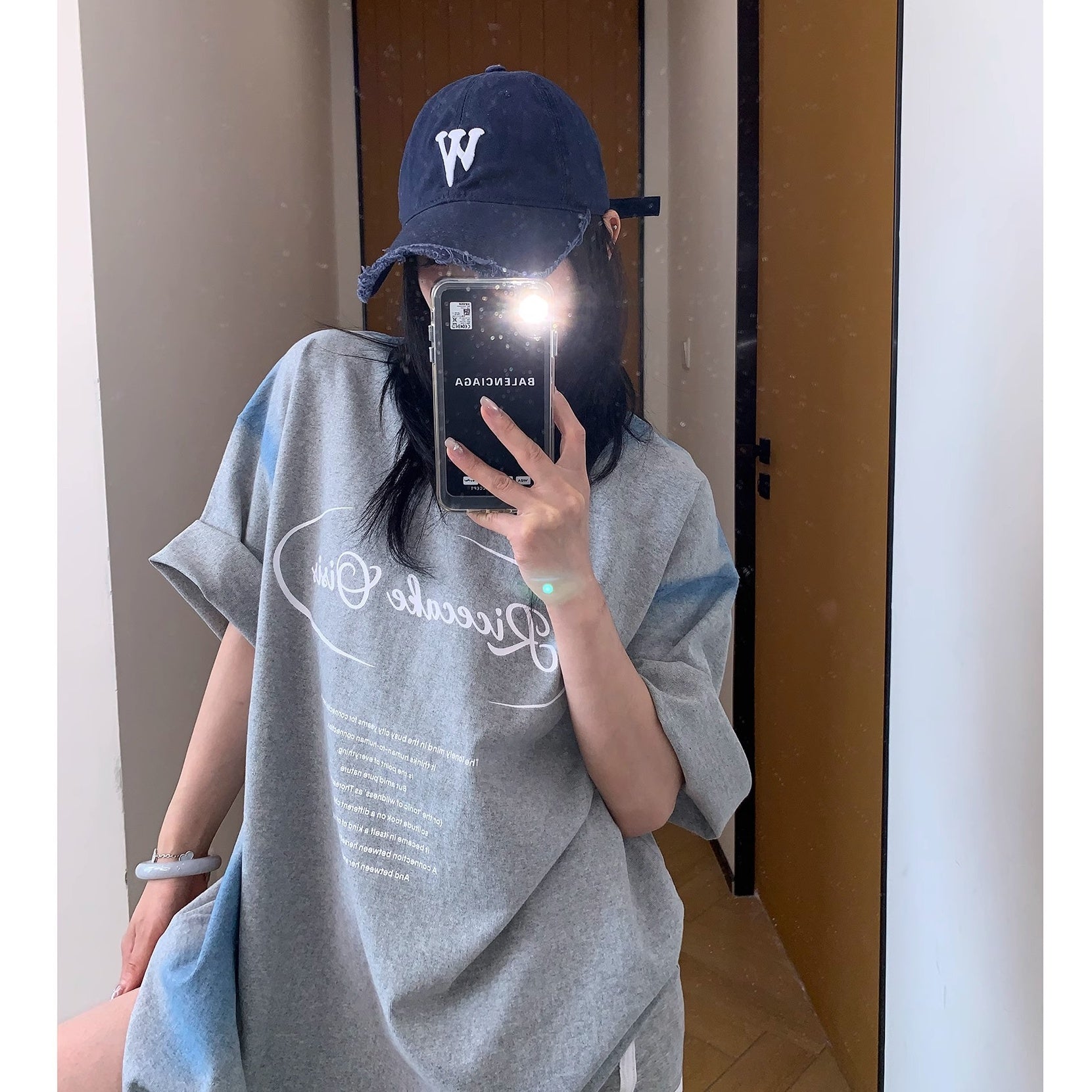 Spray Letters Print OverSize T-Shirt MW10177