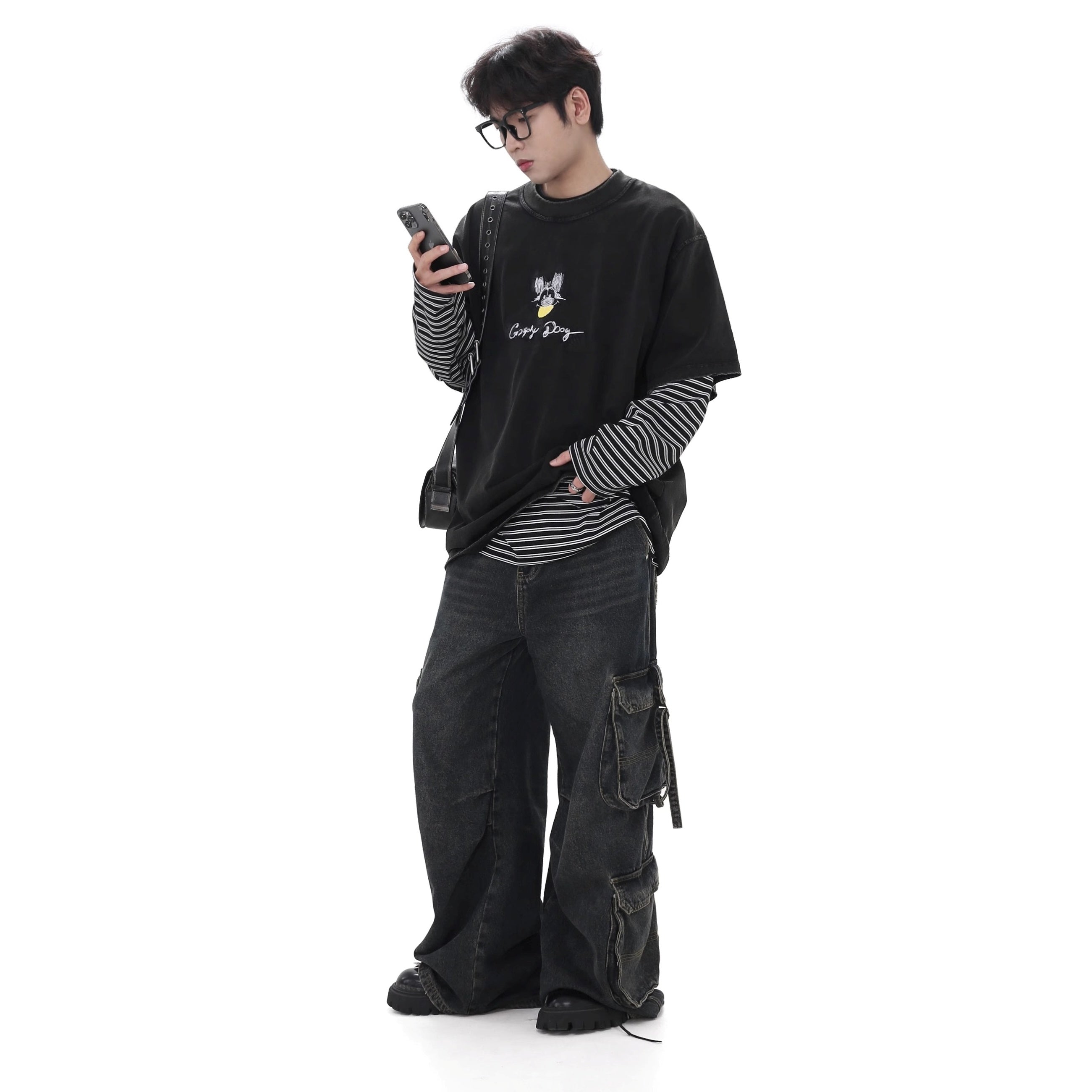 Washed Loose Work Cargo Jeans GB7025