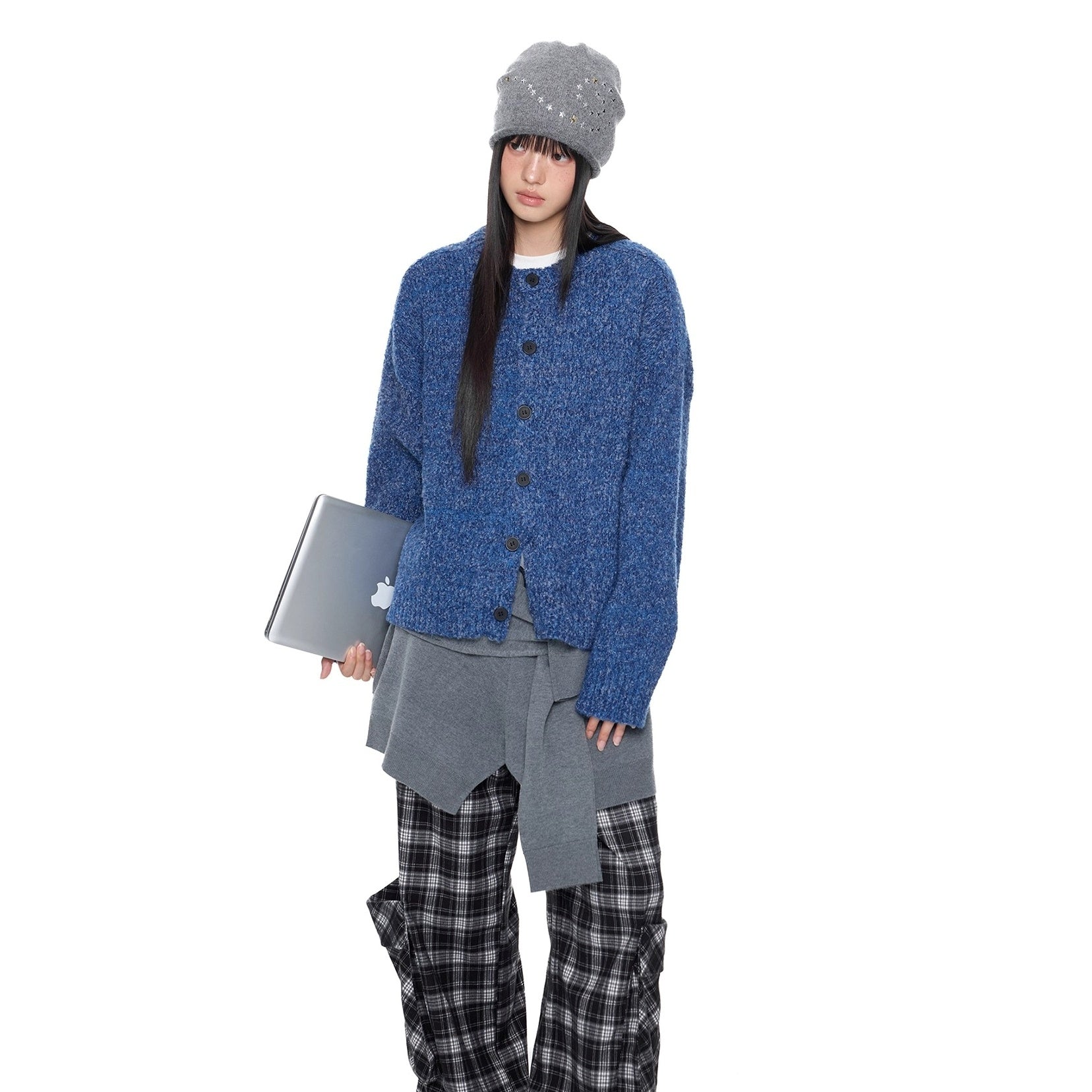 Lazy Style Crew Neck Knit Cardigan EZ267