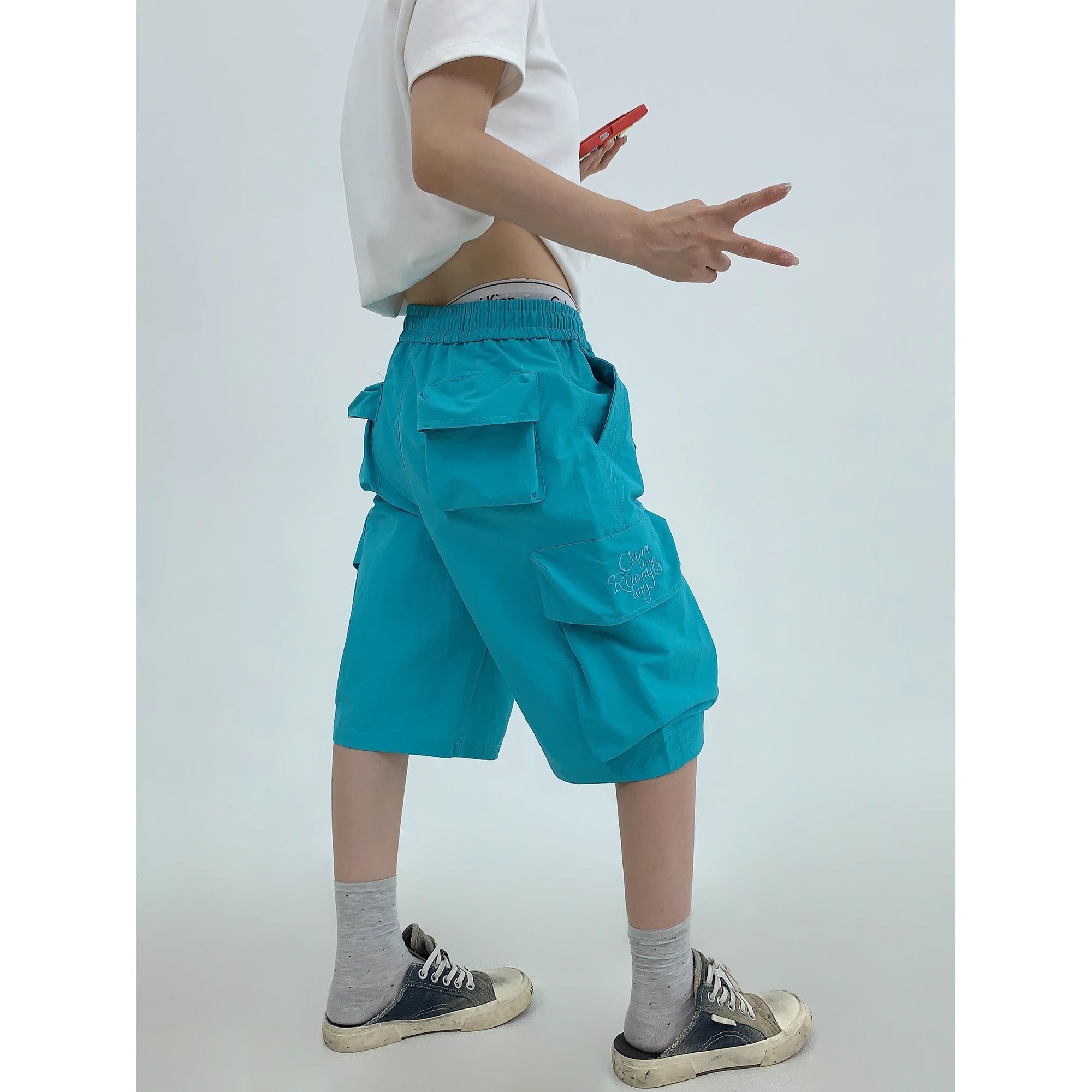 Embroidery Loose Half Cargo Pants MW10173