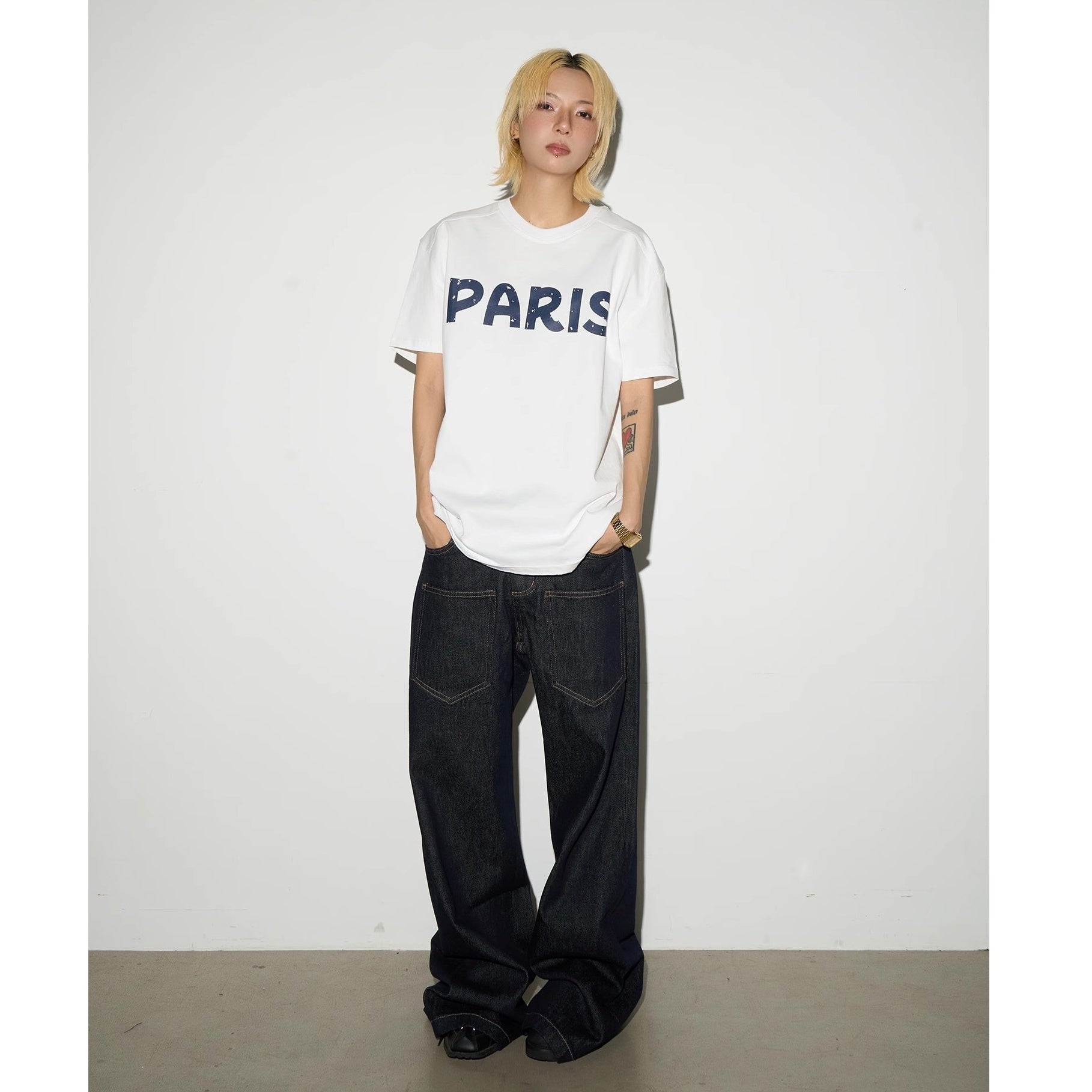 Mottled Letters Printed T-shirt MN9016