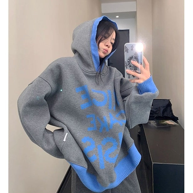 Lib Trim Design Contrast  Sweat Hoodie OS2060