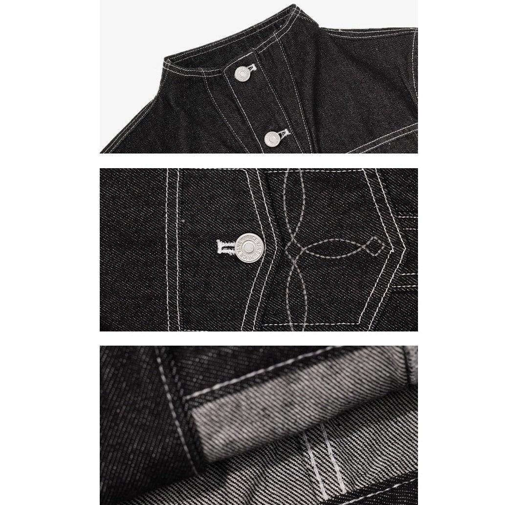 【上下別売り】Mock Neck Short Denim Jacket & Straight Jeans Set-up AC7141