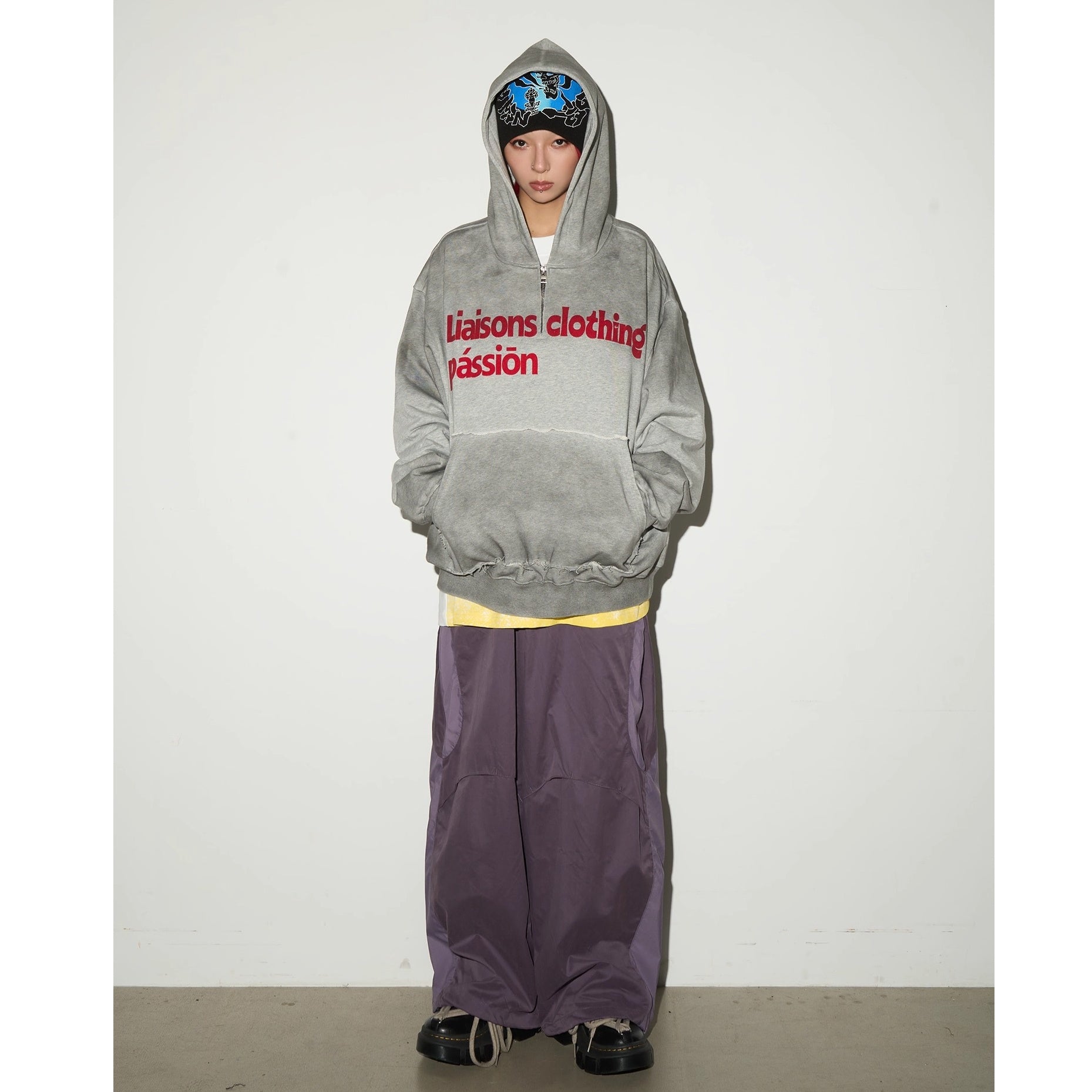 Irregular Smudging Monogram Print Hoodie MN9041