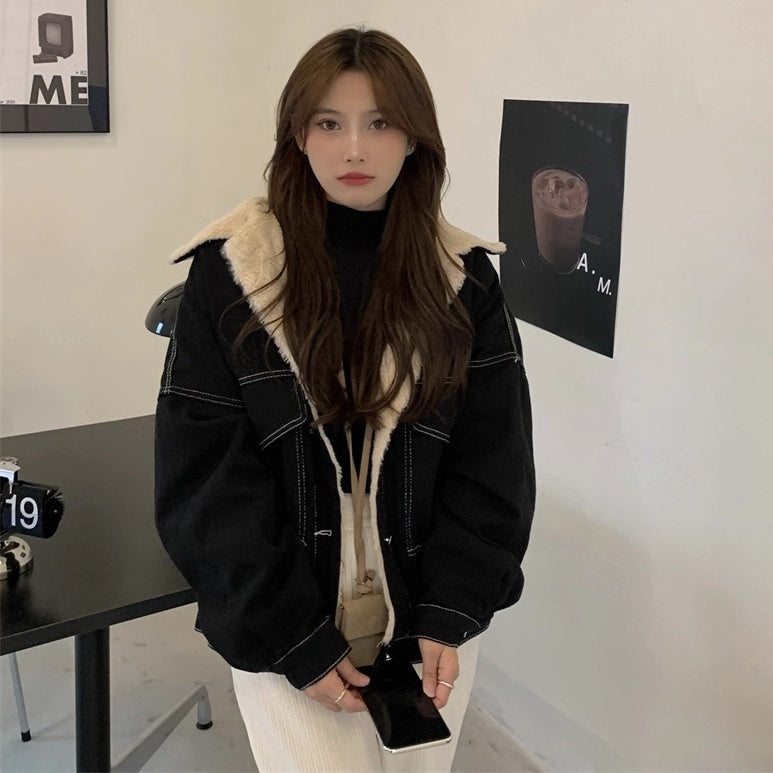 Fur Collar Loose Denim Jacket MW10296