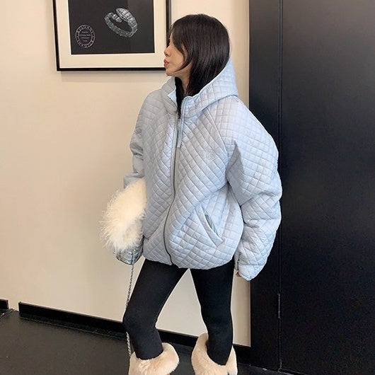 Diamond Lattice Quilting Light Hooded Down Jacket OS2076