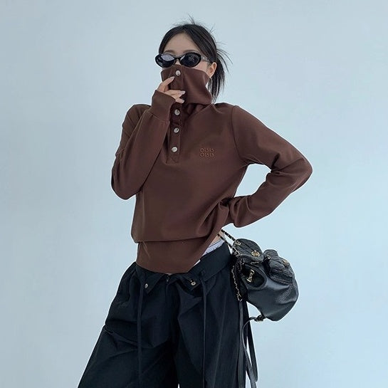 2Way High-Neck Slim Long Sleeve Cutsew OS2038