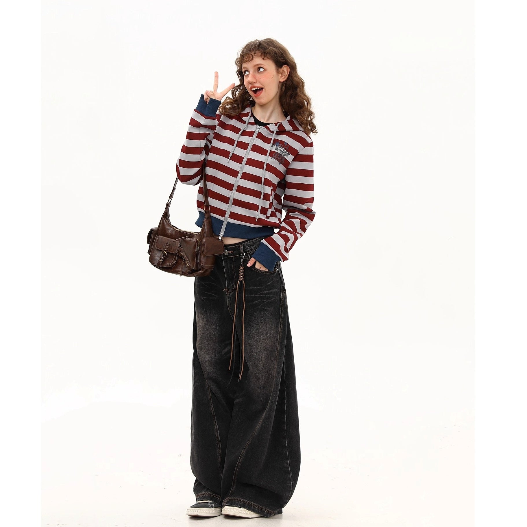 Retro Border Cropped Hooded Sweat Jacket MW10260
