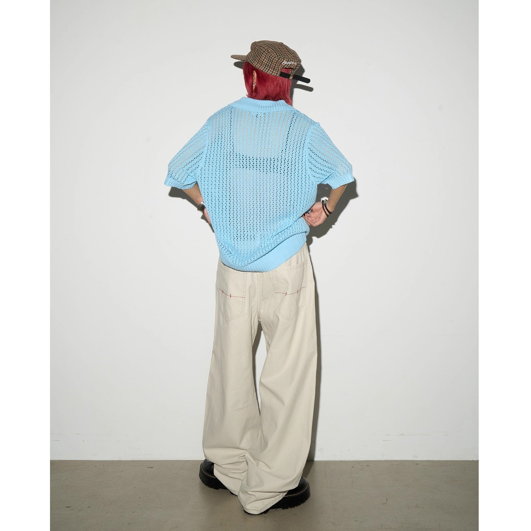 Breathable Cutout Knitting Polo Shirt MN9012