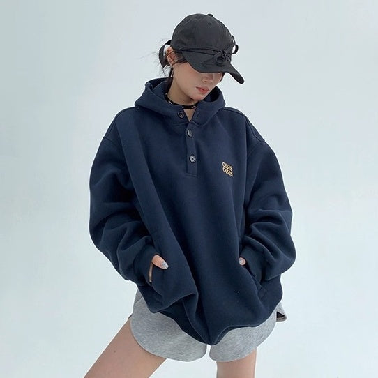 Half-Button Relaxation Hoodie OS2032