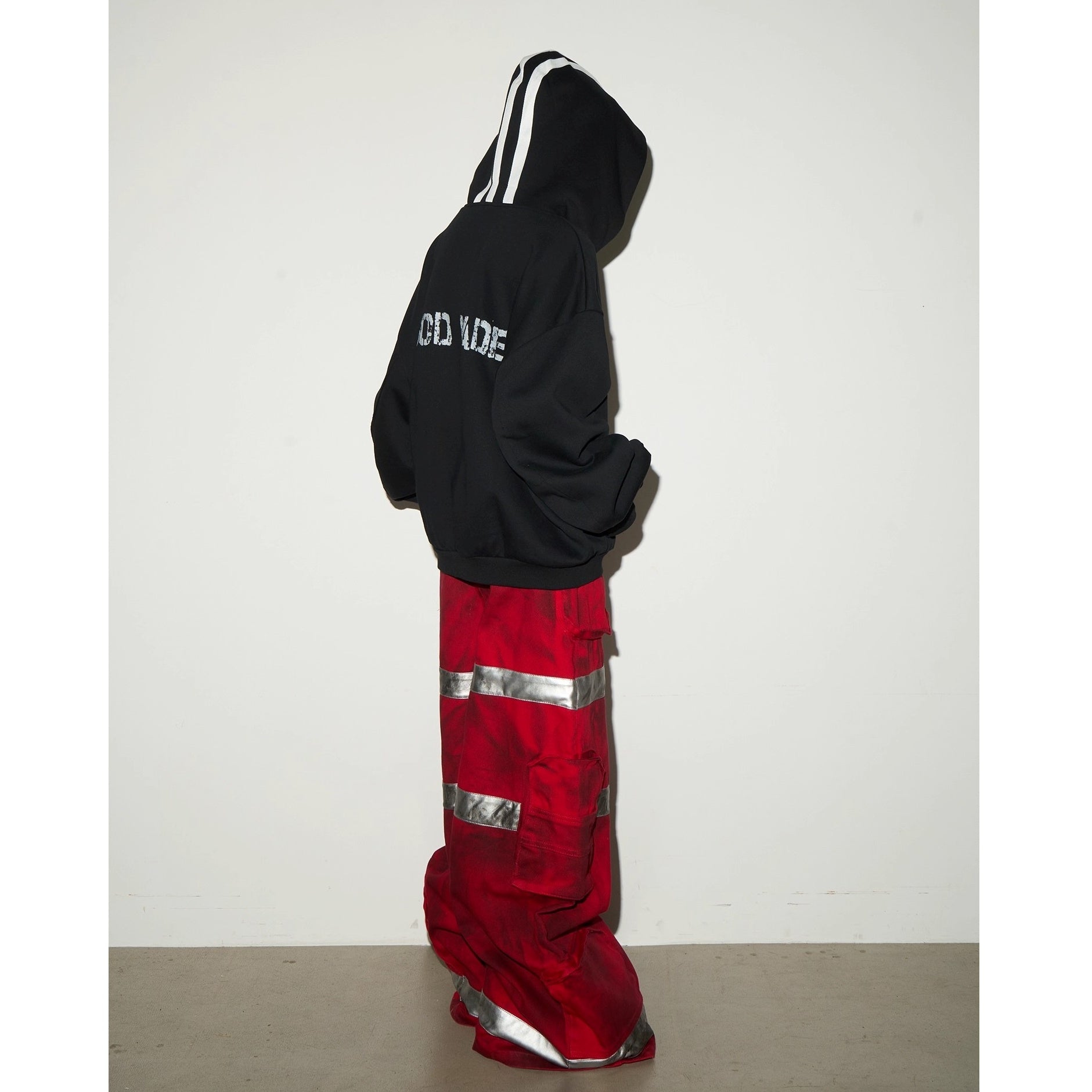 Dark Stained Dyeing Color-blocked Wide Fire Pants MN9029