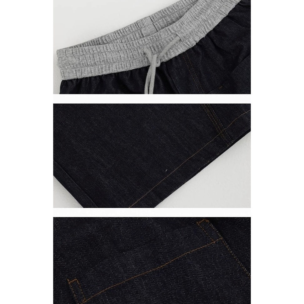 Panelled Elasticated Waistband Loose Curve Jeans AC7121