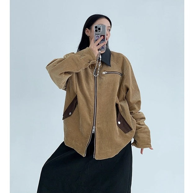Cropped Corduroy Relaxed Zip Jacket OS2026