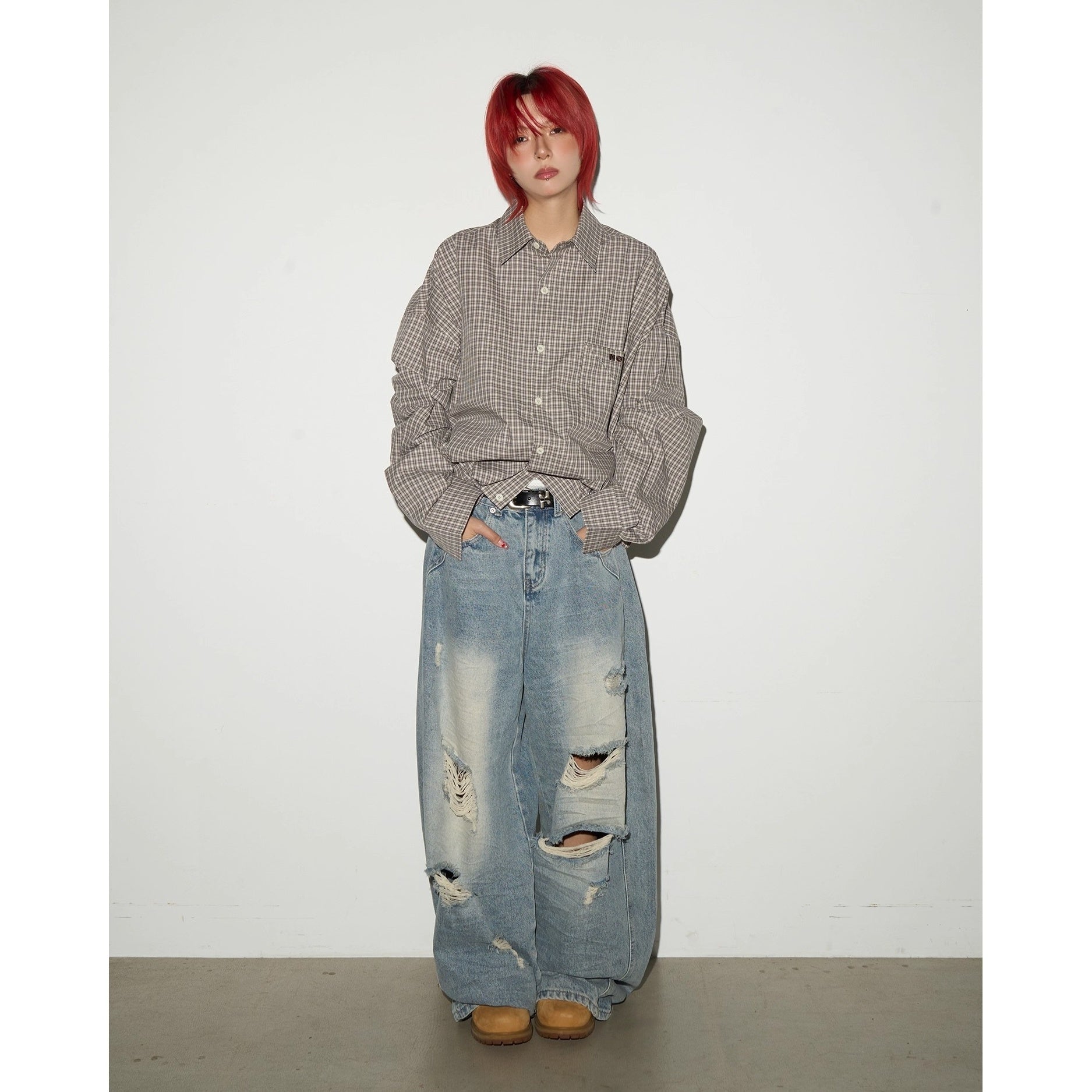 Crushed Cutle Ripped Curve Jeans MN9004
