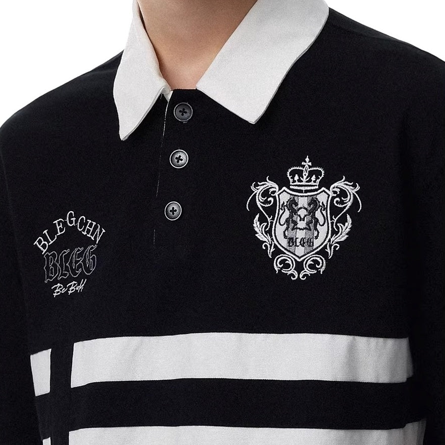 Contrasting Striped Embroidered POLO Shirt MR8034