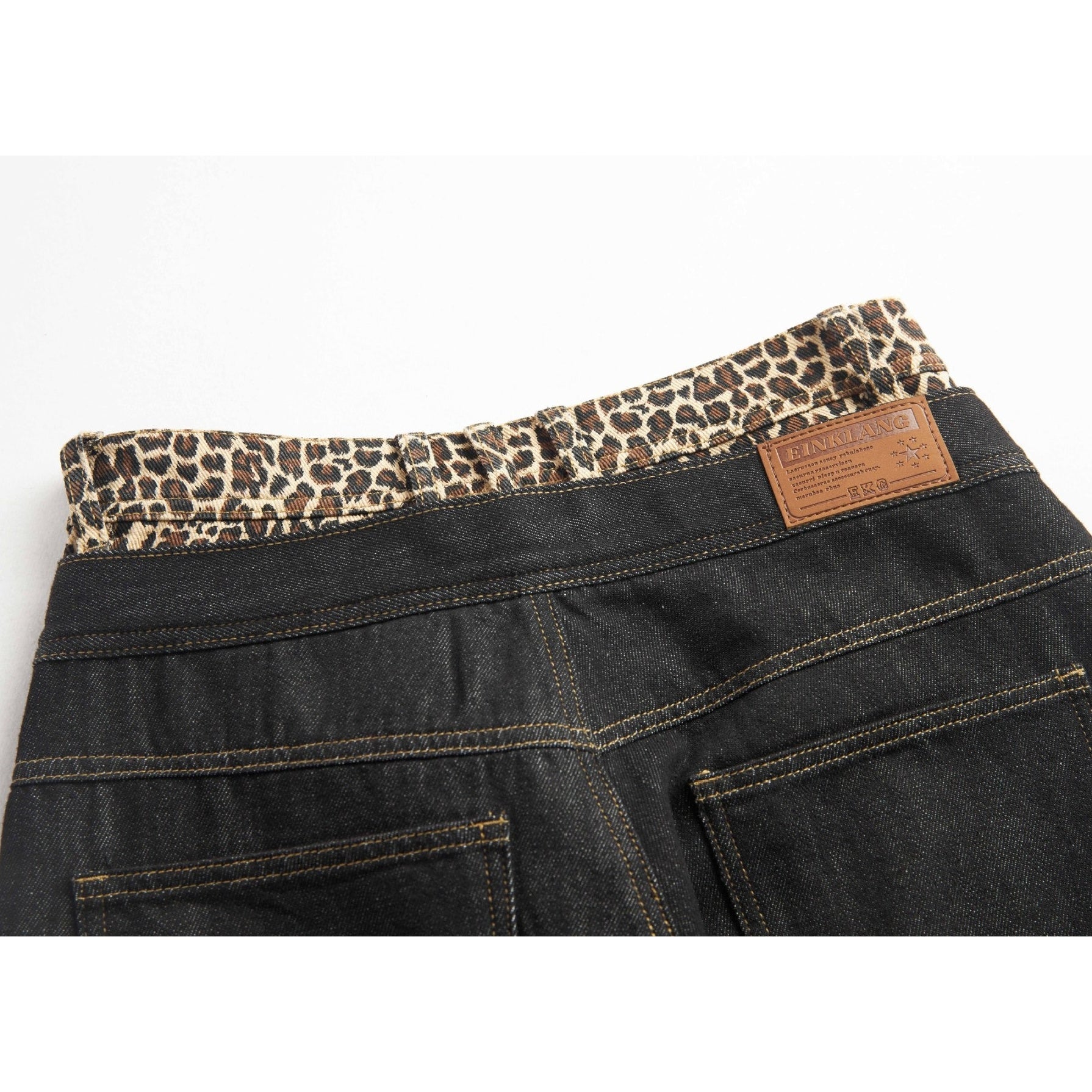Leopard Print Double-Waist Loose Jeans MW10166