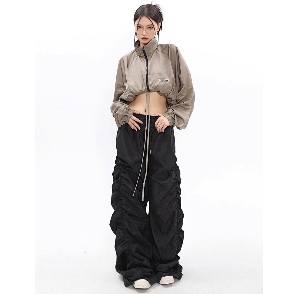 Side Gather High-waisted Loose Long Pants MW10256
