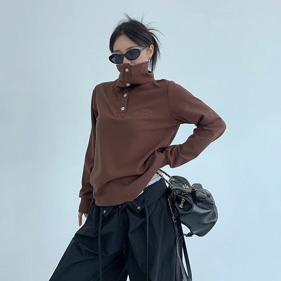 2Way High-Neck Slim Long Sleeve Cutsew OS2038
