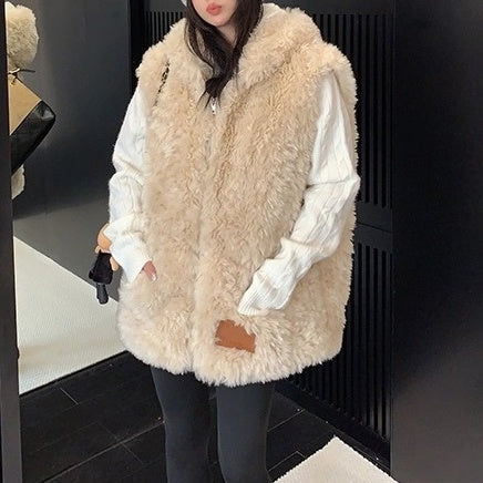 Fur Touch Loose Hooded Vest OS2063