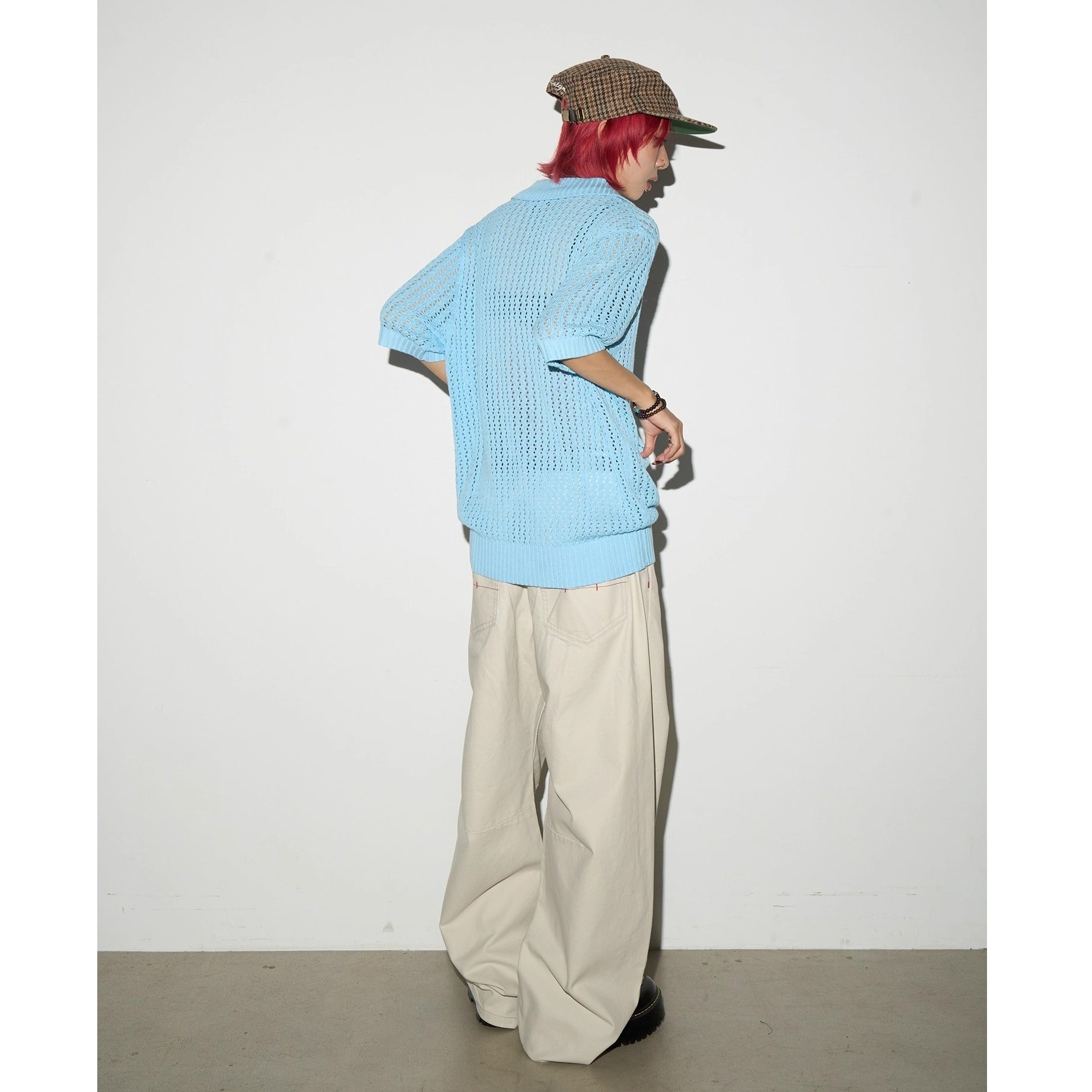 Breathable Cutout Knitting Polo Shirt MN9012