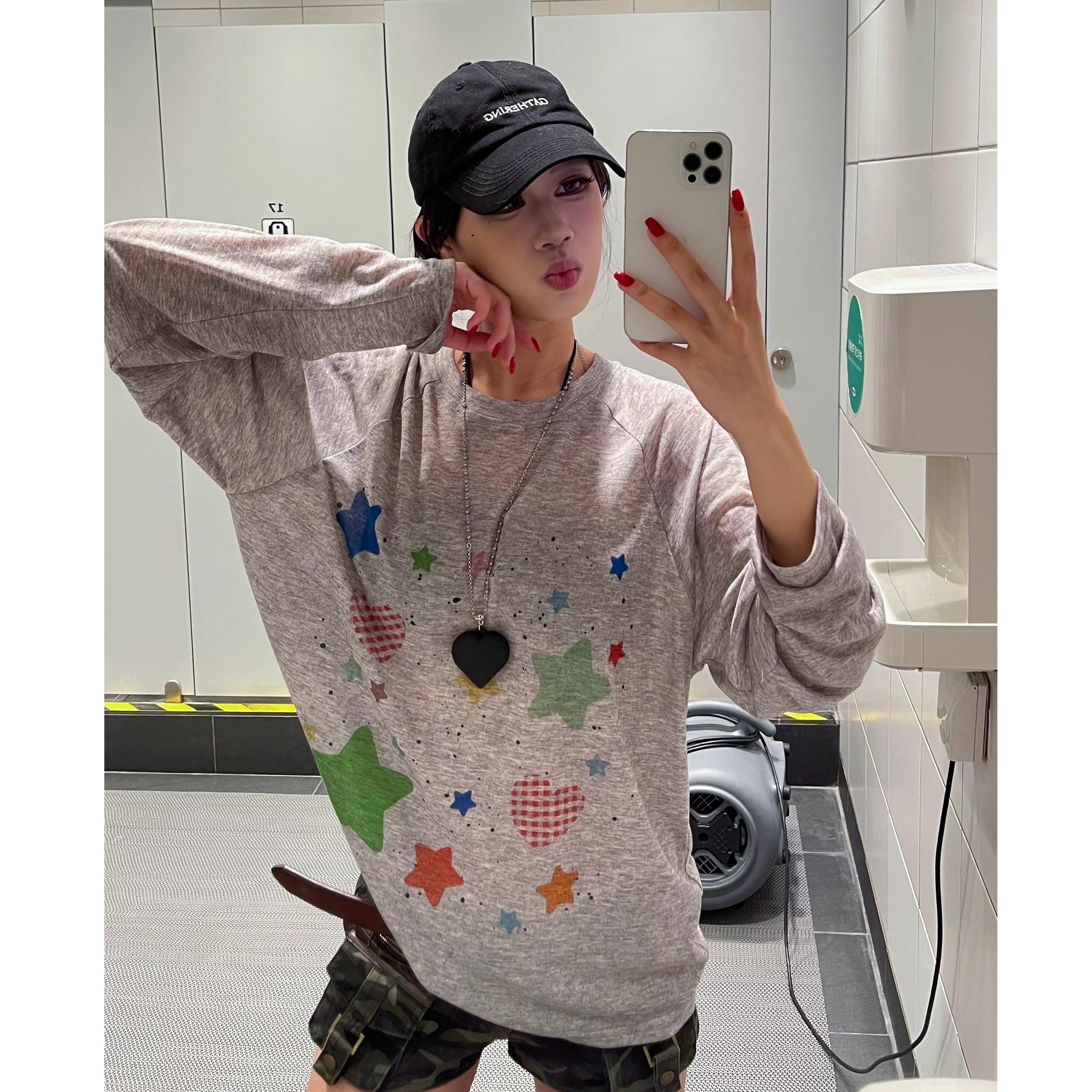 Fun Star Print Long Sleeve T-Shirt VI2009
