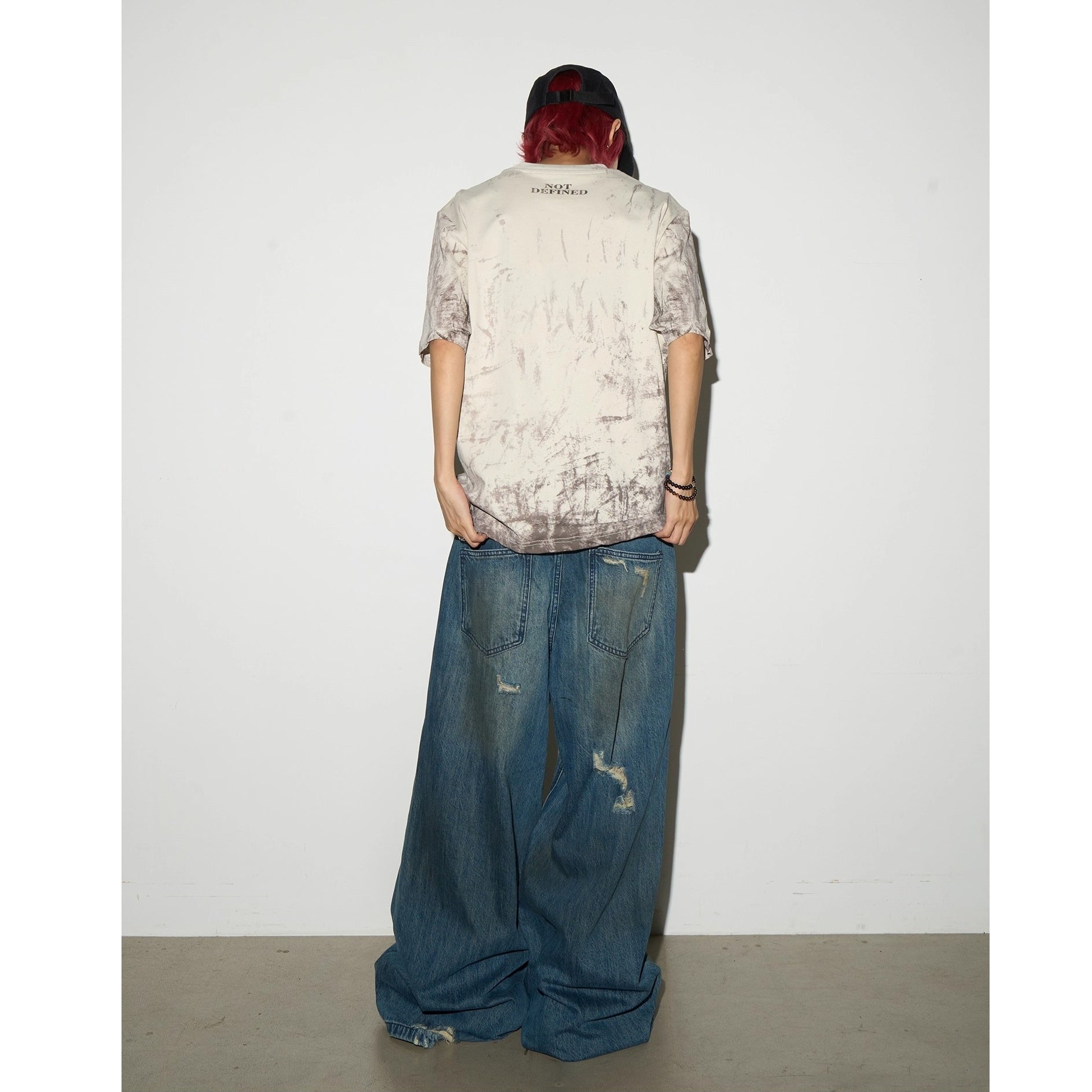 Letter Mottled Print T-shirt MN9008