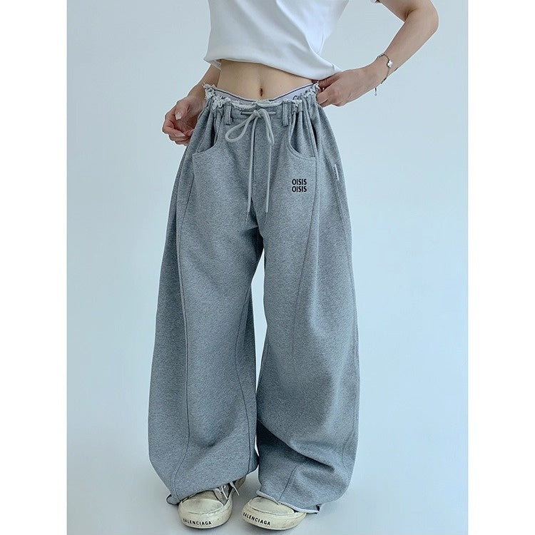 Raw Edge Wide-leg Sweat Pants OS2052