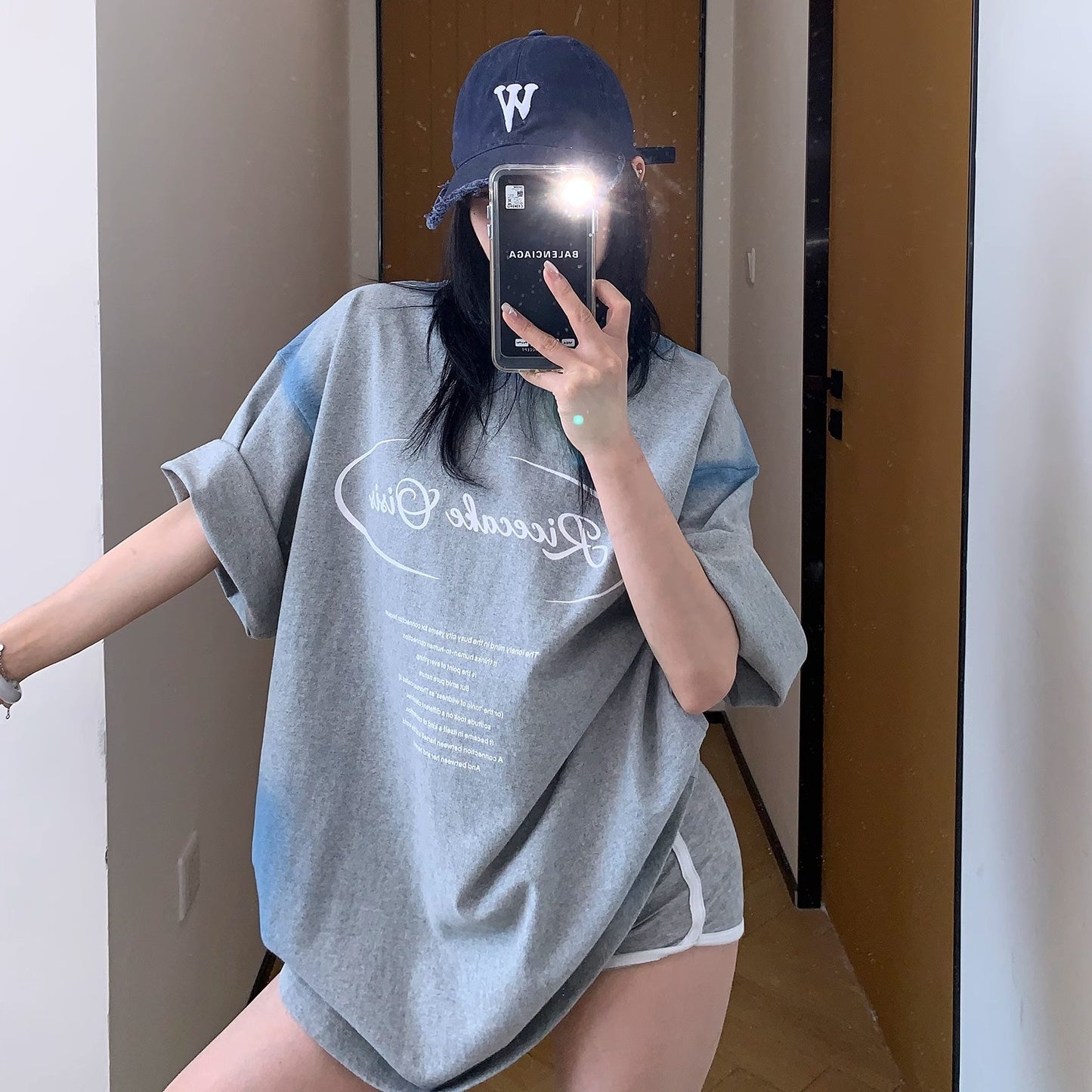 Spray Letters Print OverSize T-Shirt MW10177