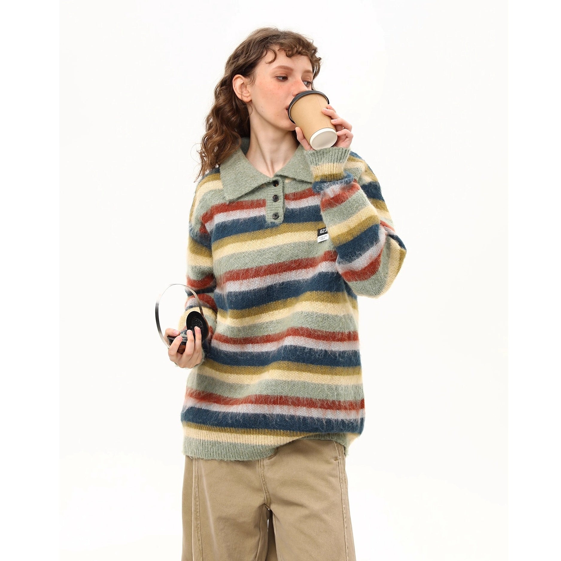 Polo Collar Multi Border Sweater MW10252