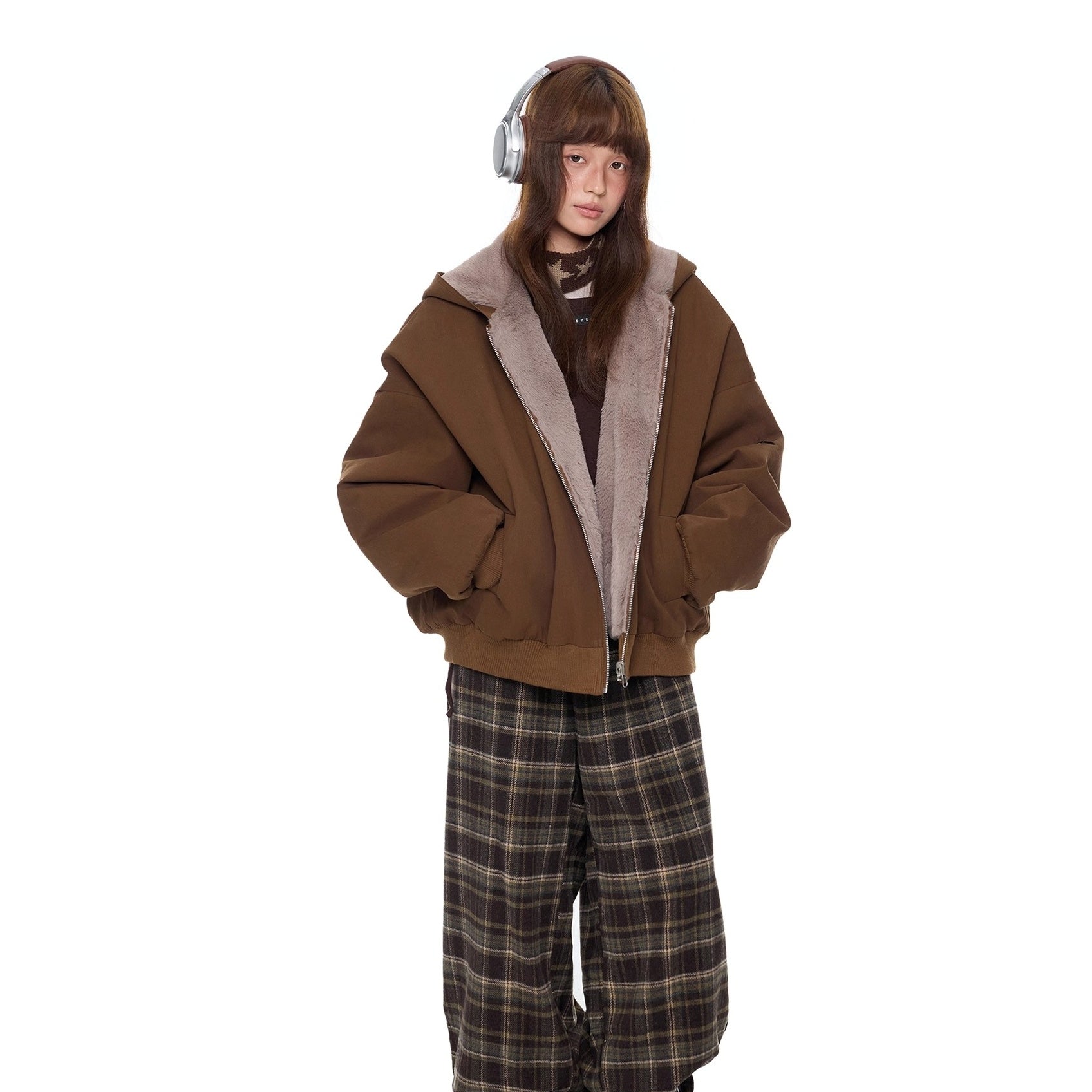 Imitation Fur Casual Hooded Jacket EZ244